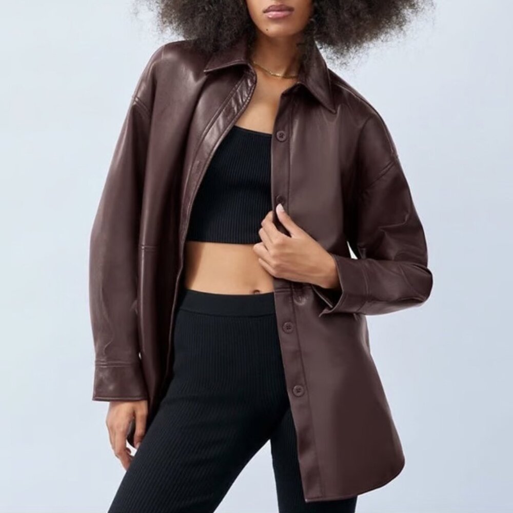 Aritzia Babaton Pelli Faux Leather Shirt Jacket